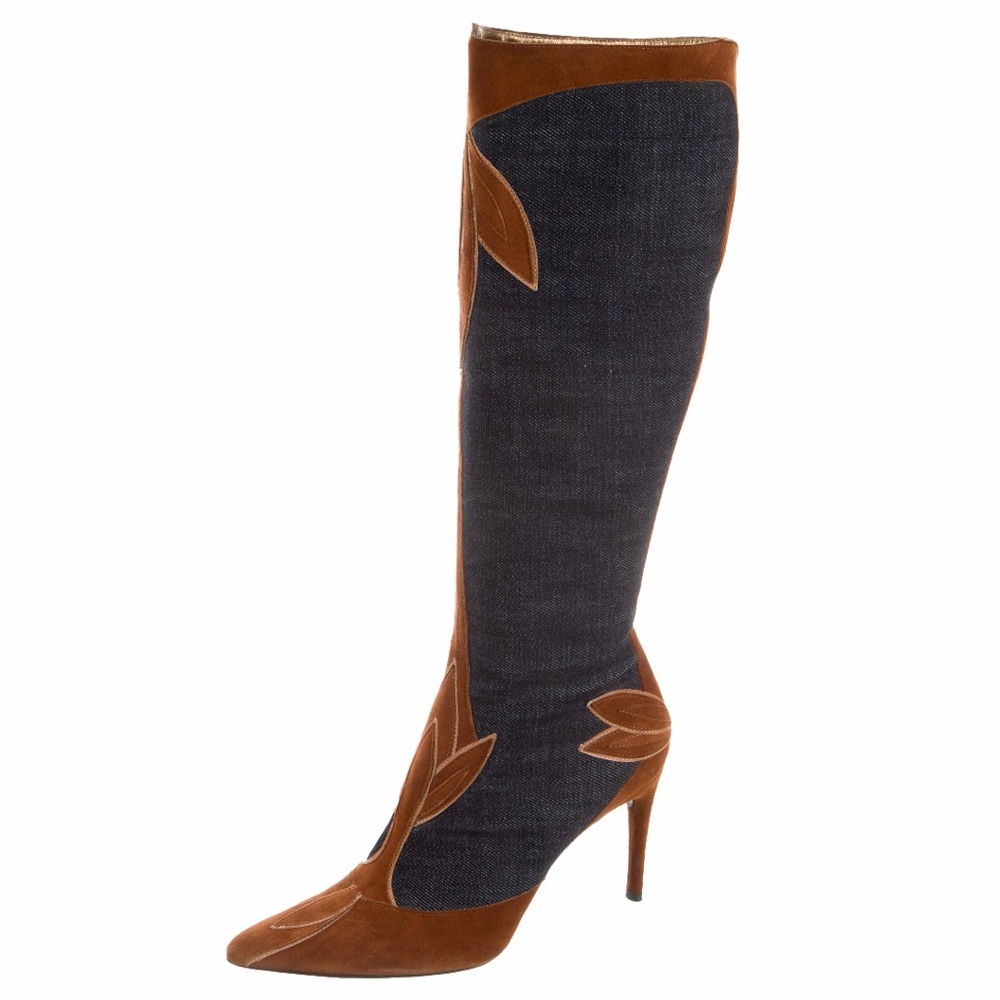 💯 Auth DOLCE & GABBANA Denim Knee High Boots